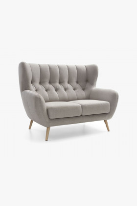 Retro Sofa Kelso mit hochelastischem Schaumstoff, grau